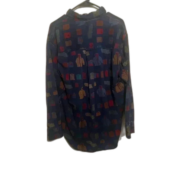 Rare Vintage Chaps x Polo Ralph Lauren Chaps All Over Print Button Down Navy - Picture 6 of 7